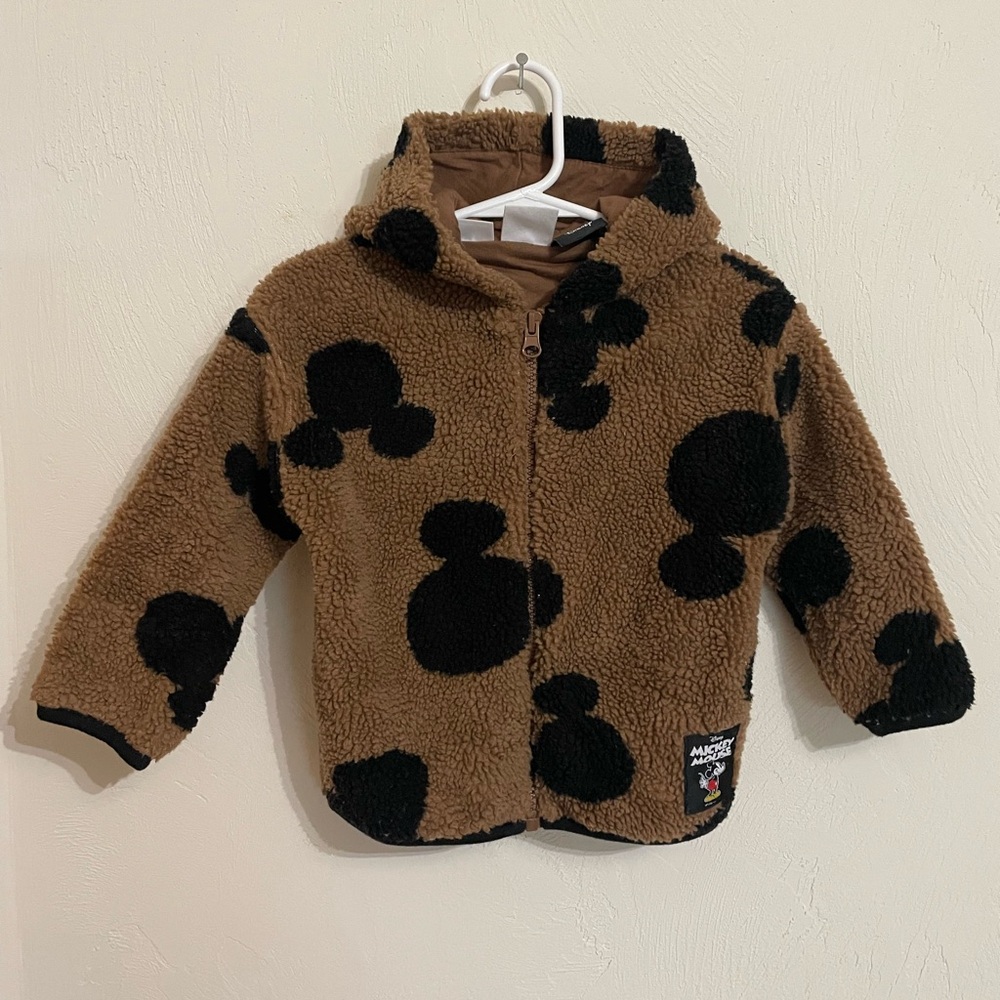 Zara Mickey Mouse fleece zip up hooded jacket